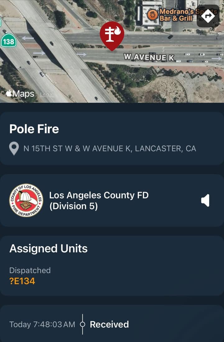 904…15th Street West and Avenue K…reported pole fire…FD enroute code 3 UPDATE:...