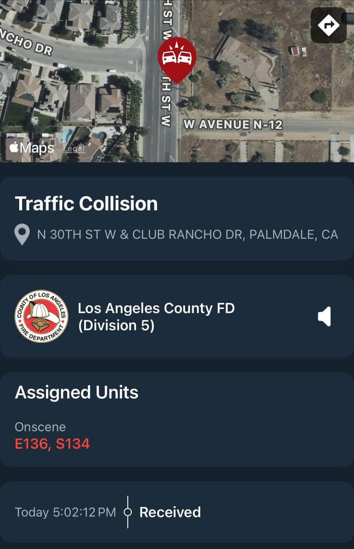 902T/902R…30th Street West and Club Rancho Drive…reported traffic collision…vehicle vs pole…Sheriff and...