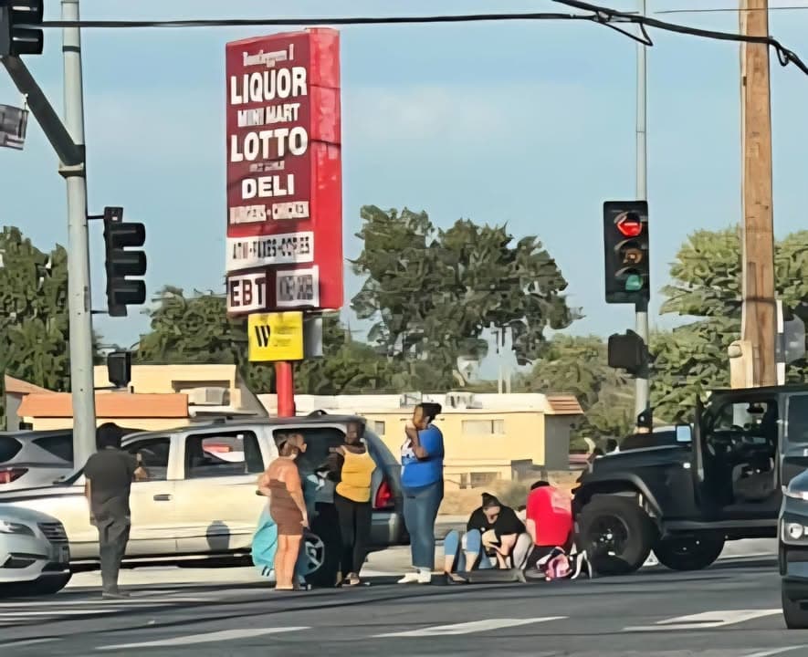 A vehicle vs pedestrian on a scooter traffic collsion occured just after...