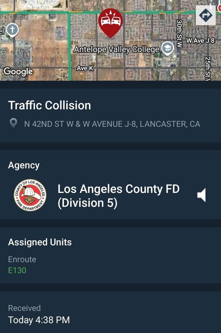 902T/902R....Avenue J-8 and 42nd Street West....two vehicle collision....sheriff and FD enroute code...