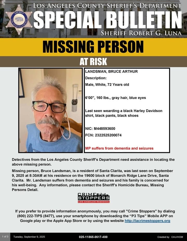 #LASD is Asking for the Public’s Help Locating At Risk Missing Person...