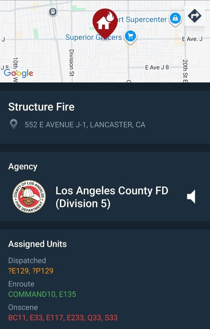 911B.....500 Block of East Avenue J-1....LACoFD requesting deputies to meet with them,...
