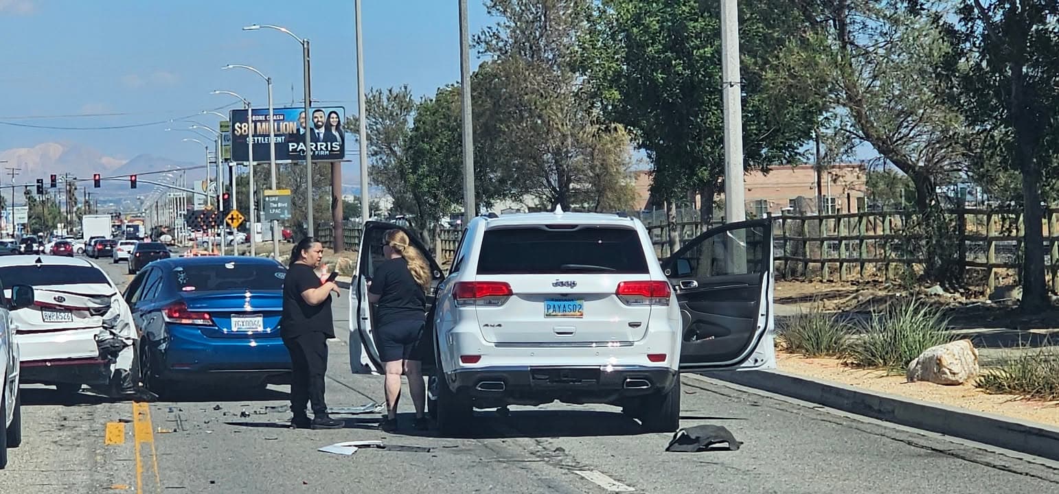 Three vehicle traffic collision on Sierra Highway south of Avenue K, vehicles...