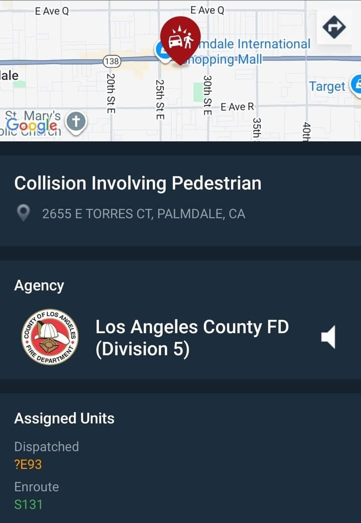 902T/902R....25th Street East and Avenue Q-12 (Torres Ct)....vehicle vs pedestrian, pedestrian down...