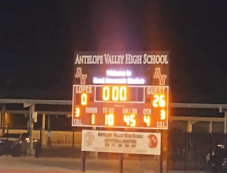 Last night's varsity game. AV High (0) vs Littlerock (26)