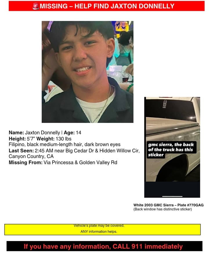 HOME SAFE! MISSING PERSON ALERT - CANYON COUNTRY, CALIFORNIA* The Los Angeles...