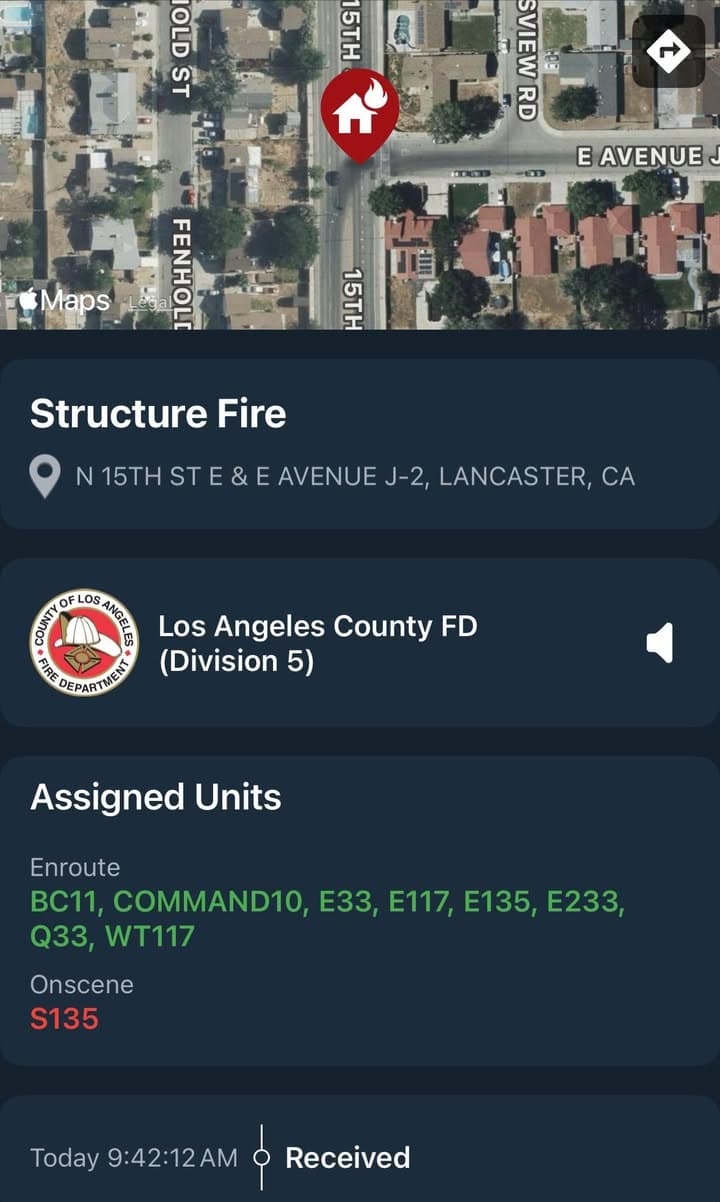 904S…15th Street East and Avenue J2…reported structure fire…Sheriff and FD enroute code...