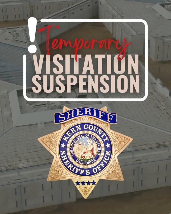 From Kern County Sheriff's Office Public Visiting will be suspended from Monday,...