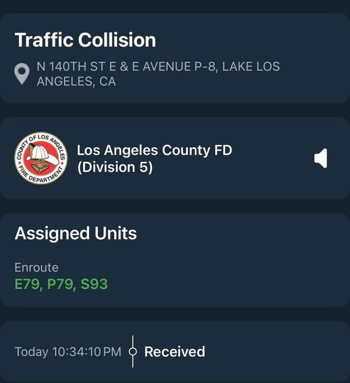 11-79…140th Street East and Avenue P8…overturned side by side…one person trapped…CHP and...