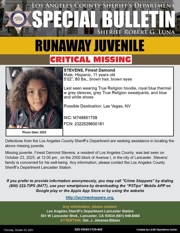 #LASD is Asking for the Public’s Help Locating Critical Missing Juvenile, Finest...