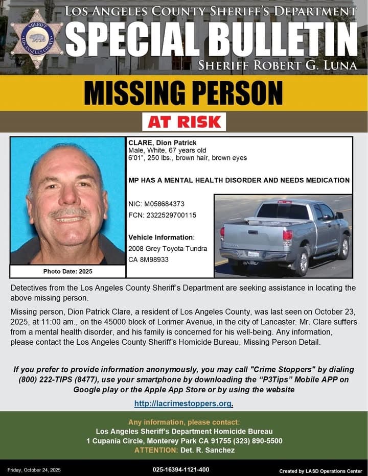 #LASD is Asking for the Public’s Help Locating At-Risk Missing Person, Dion...