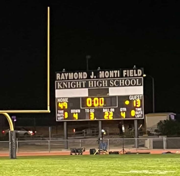 Knight High (49) vs Eastside High (13) Varsity