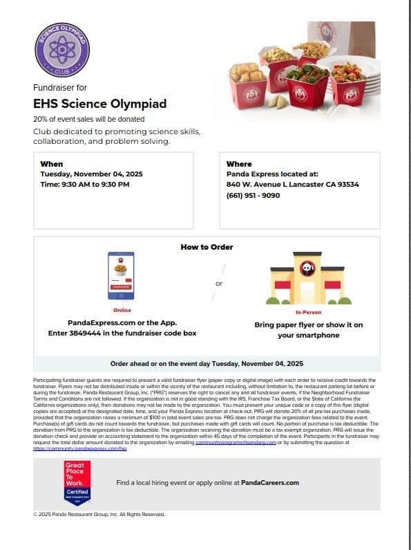 Come out today to support Eastside High School Science Olympiad