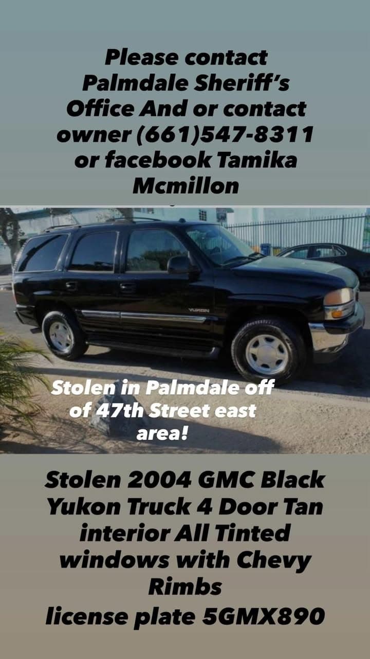Stolen 2004 GMC black Yukon truck 4door Tan interior tinted windows chevy...