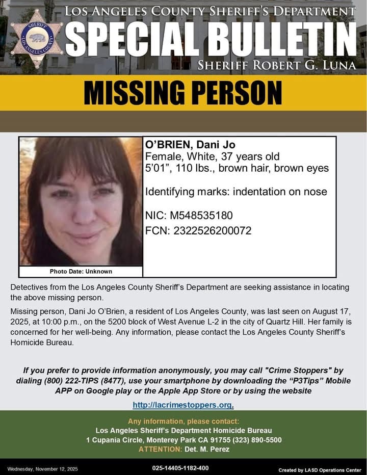 Detectives from the Los Angeles County Sheriff’s Department Missing Persons Detail are...