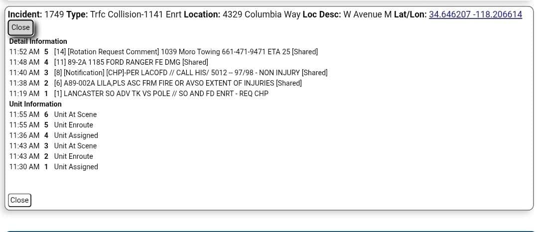 11-79....Avenue M and 45th Street West....white Ford Ranger vs pole...CHP, sheriff, and...