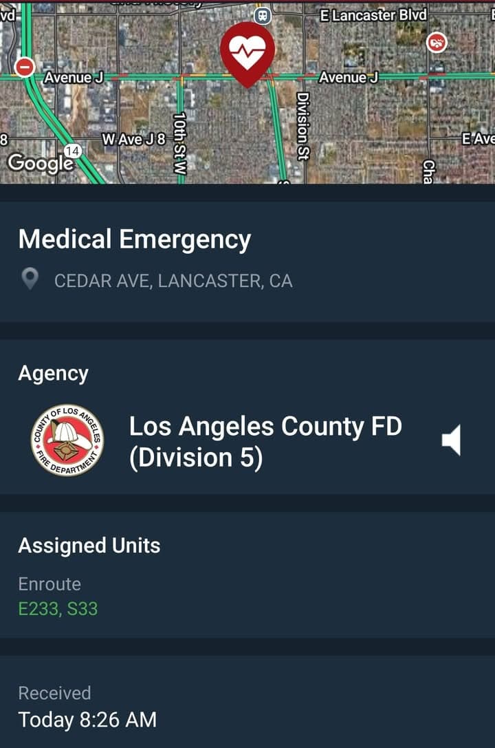 902R....Cedar and Avenue J....6 year old not breathing....sheriff and FD enroute code...