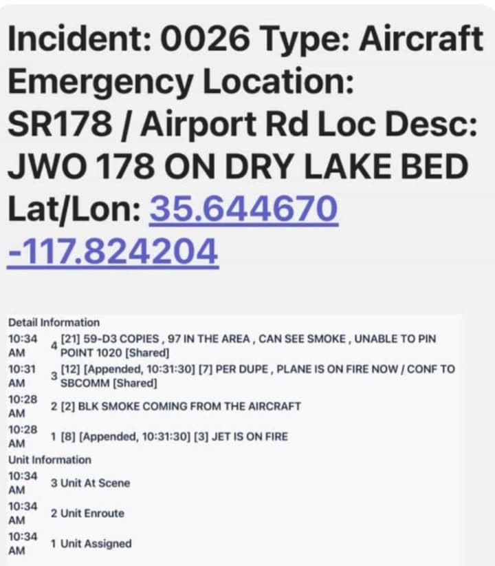 Emergency crews responded to to reports of a F-16 Jet crash near...