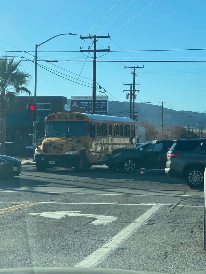 11-79....50th Street West and Avenue M....Nissan vs School Bus, blocking traffic....bus has...