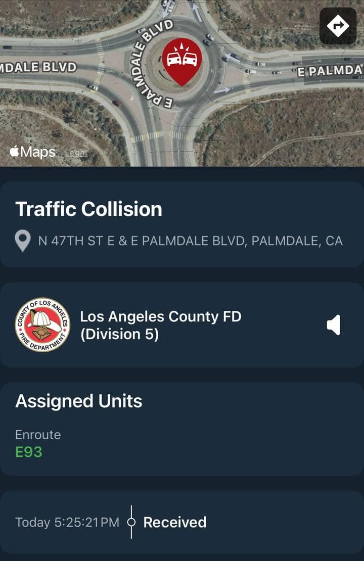 902T/902R…47th Street East and Palmdale Blvd…3 vehicle traffic collision…Sheriff and FD enroute...