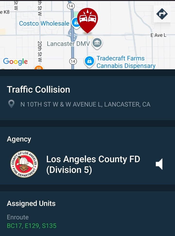 Deputy involved collsion....Avenue L and 10th Street West....deputy requesting traffic unit and...