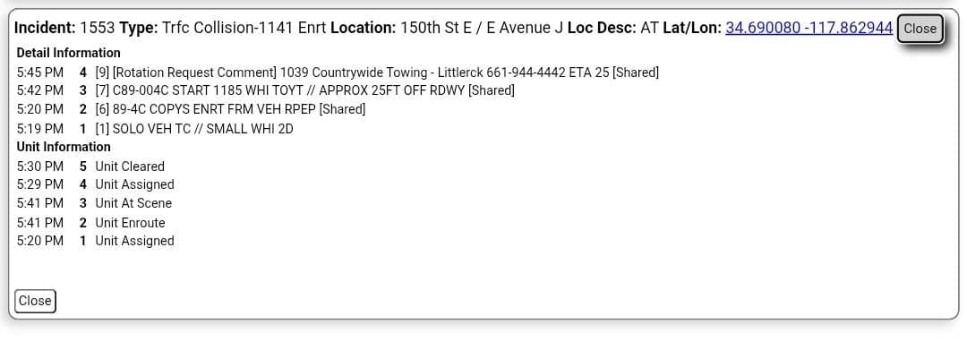 902T/902R/914C....150th Street East and Avenue J.....solo vehicle collsion with injuries.....sheriff, FD, and...