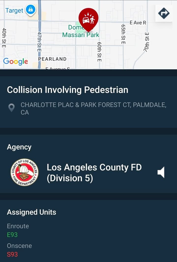 902T/902R....Charlotte Place and Park Forest Ct....vehicle vs pedestrian, pedestrian down in street....sheriff...