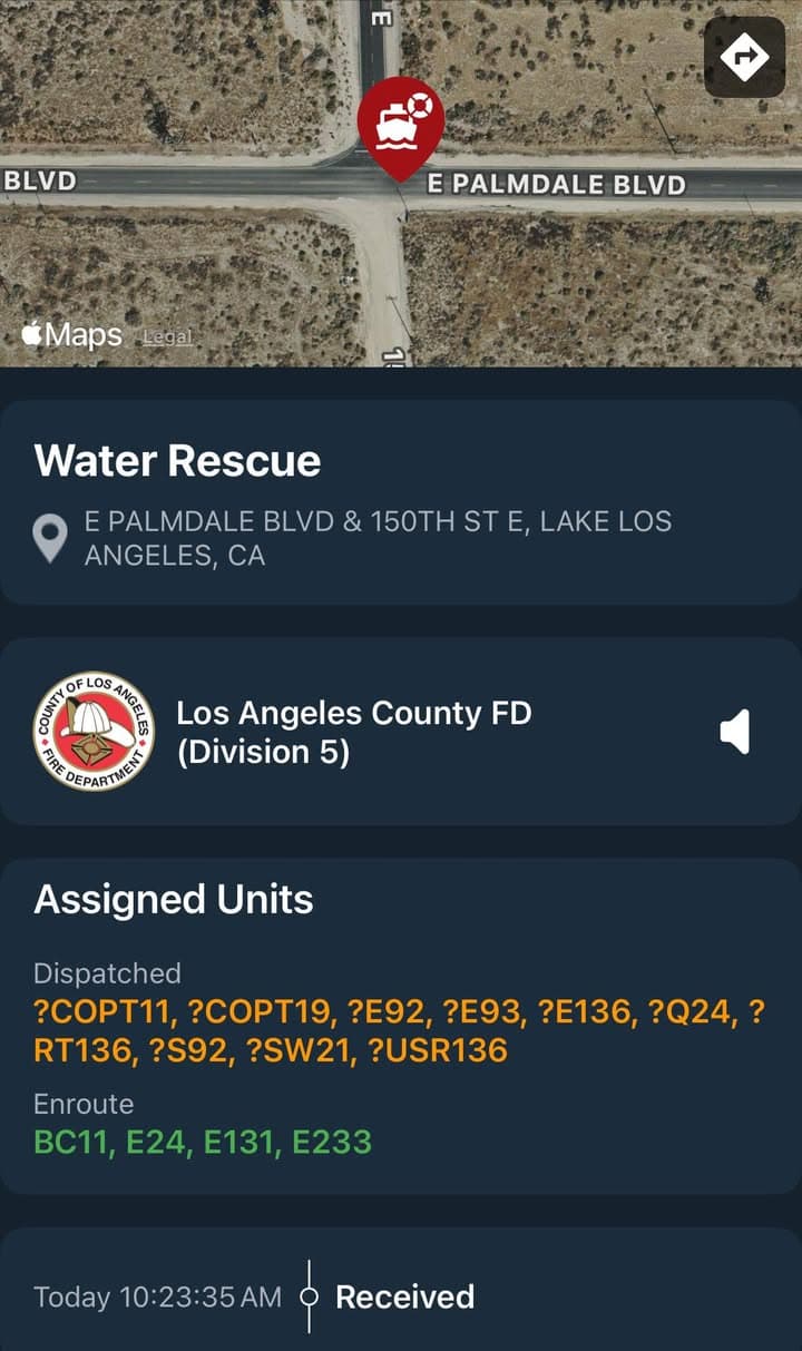****WATER RESCUE**** 909T/902R/914C…150th Street East and Palmdale Blvd…multiple vehicles caught in water...