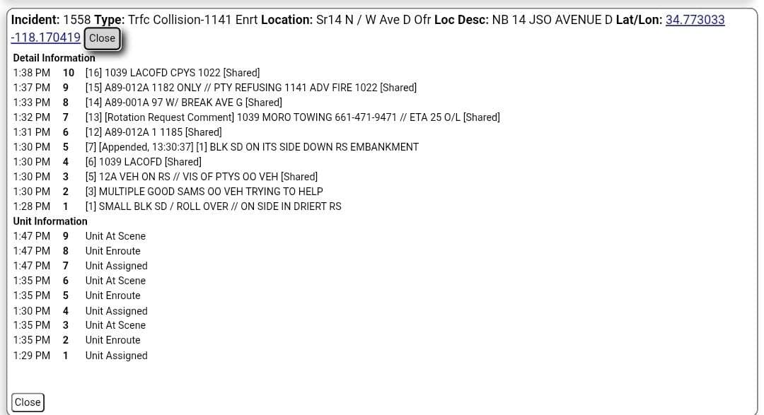 11-79....Northbound 14 at Avenue D....solo vehicle overturned.....sheriff and FD enroute code 3...