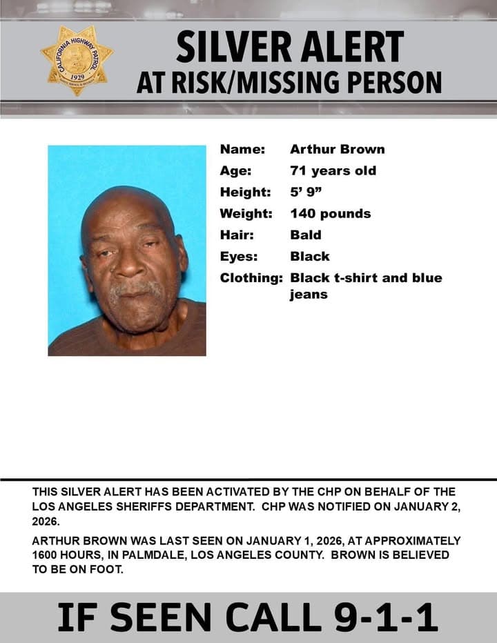 SILVER ALERT - Los Angeles County Last seen: West Palmdale Blvd. and...