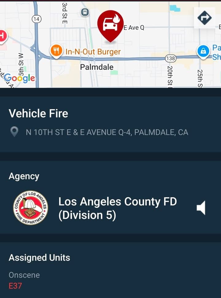 904A....10th Street East and Avenue Q-4....vehicle on fire at intersection.....sheriff and FD...