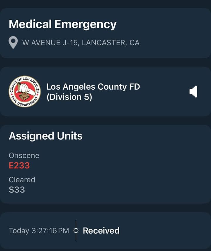 929/902R…500 block W. Avenue J15…female, down, unconscious…Sheriff and FD enroute code 3...
