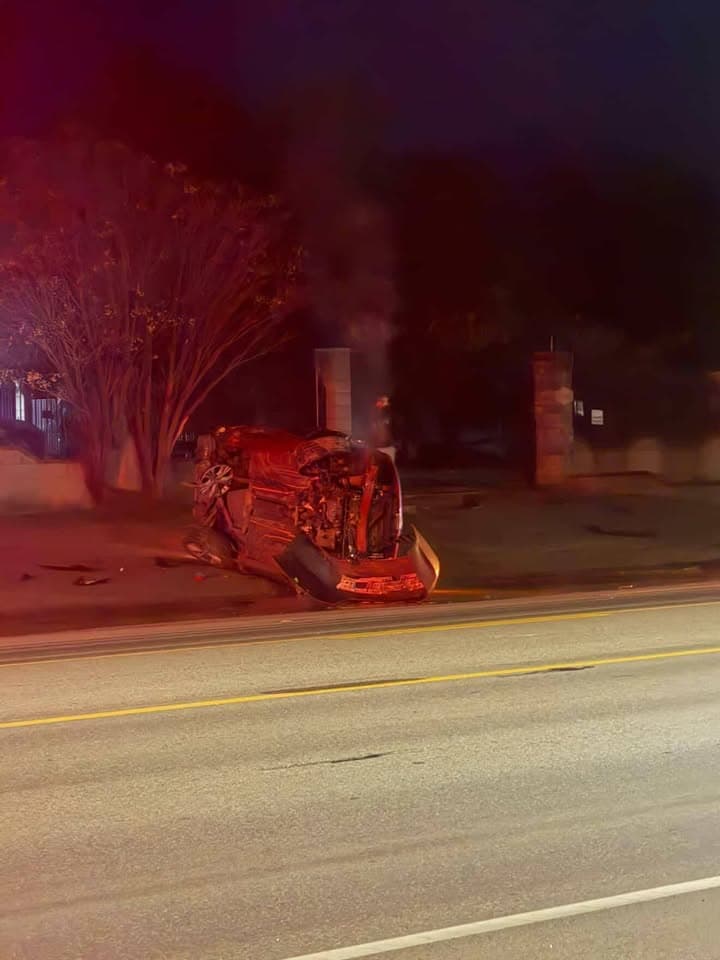 11-79....Pearblossom Highway between 50th and 52nd Street East....solo red sedan overturned, hit...