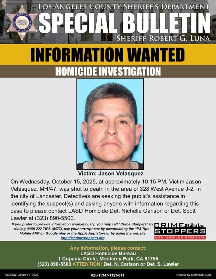 #LASD Homicide Detectives are Asking for the Public's Help Regarding Homicide Investigation,...