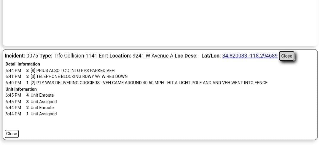 11-79....90th Street West and Avenue A....vehicle came around callers car hit a...