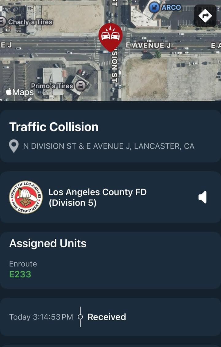 902T/902R…Division Street and Avenue J…2 vehicle traffic collision…red Toyota Camry vs black...