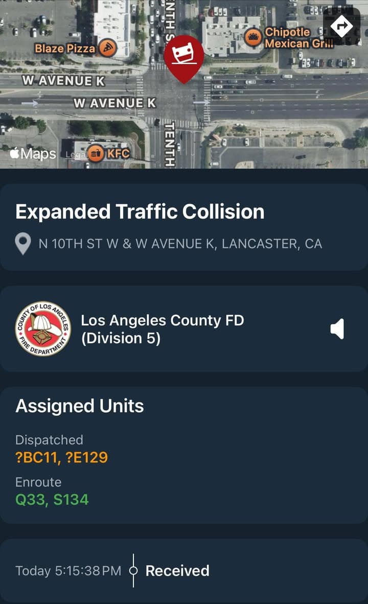 902T/902R…10th Street West and Avenue K…2 vehicle traffic collision…caller unable to exit...