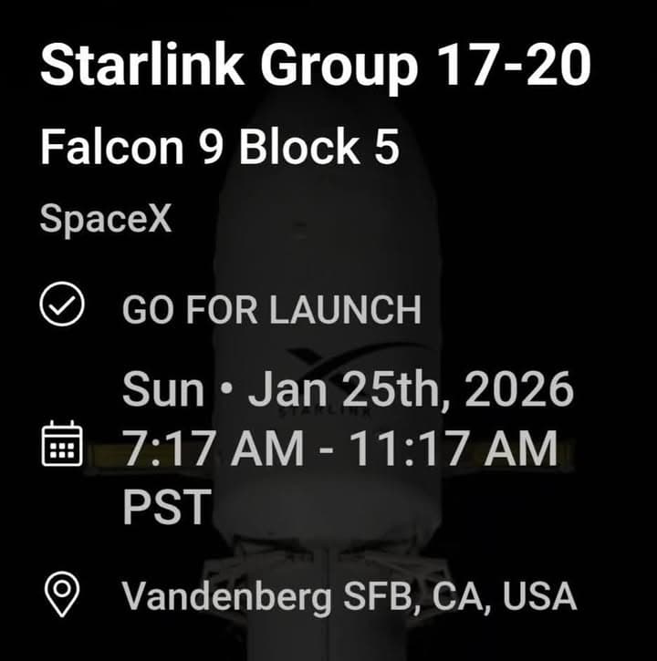 Here are some upcoming SpaceX launches from Vandenberg Space Force Base, California....