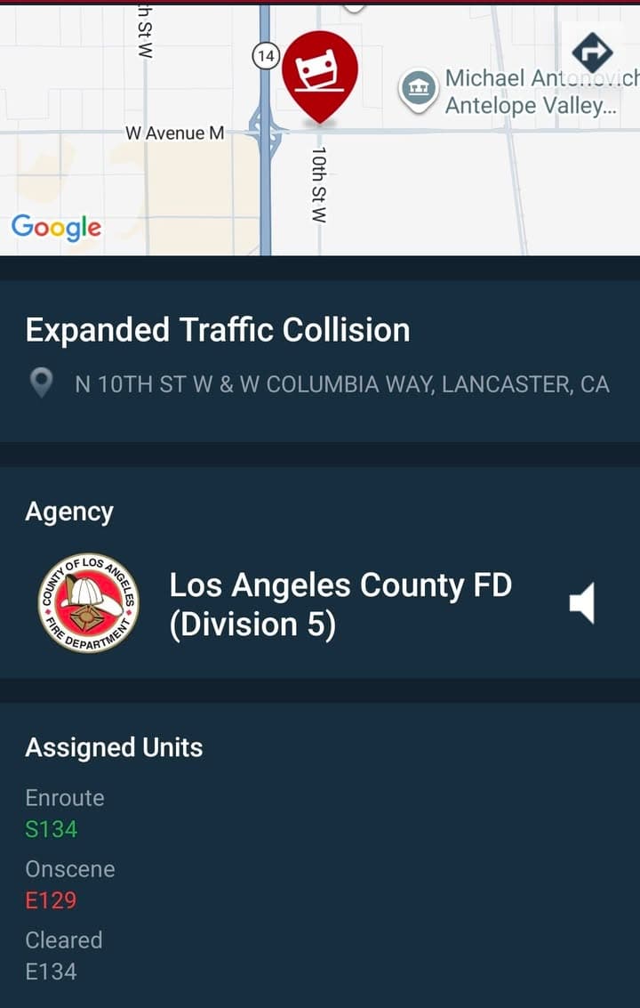 902T/902R...10th Street West and Avenue M....two vehicle collision....sheriff and FD enroute code...