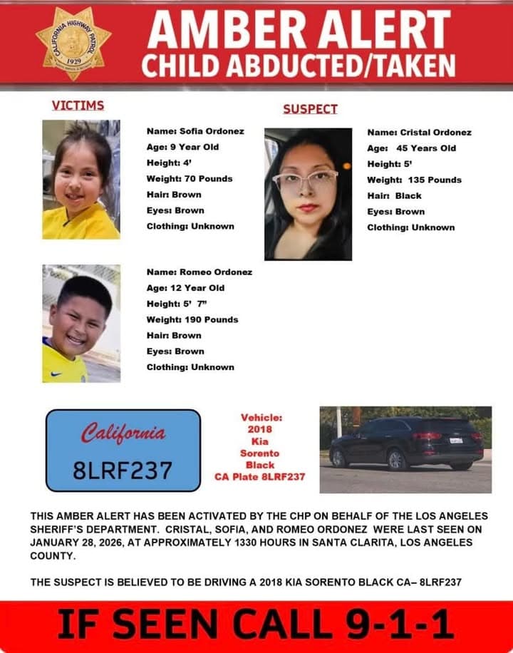 ****AMBER ALERT**** Cristal, Sofia,and Romeo Ordonez were last seen on January 28,...