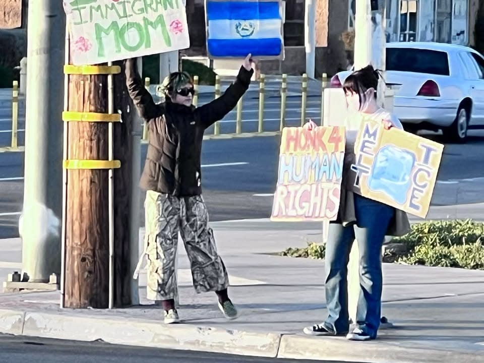 Anti ICE protest today on 10th Street West and West Avenue K...