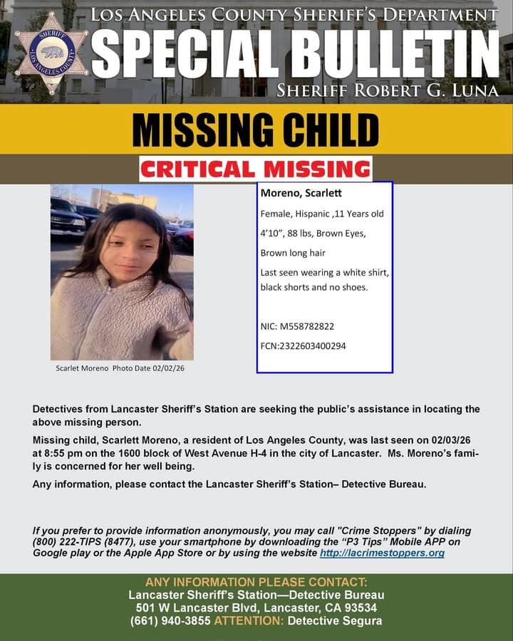 🚨 MISSING JUVENILES🚨 Detectives from the Lancaster Sheriff’s Station are requesting the...