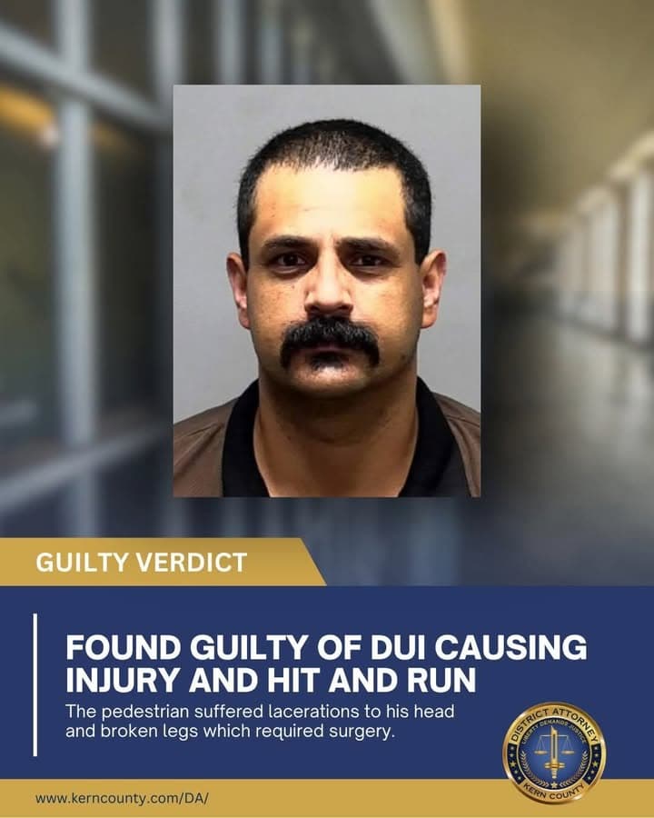 A Kern County Jury has found Javier Parra Lopez guilty of DUI...