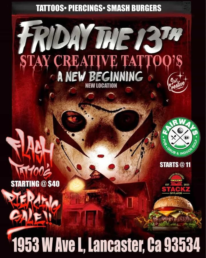 🚨FRIDAY THE 13TH EVENT🚨 Stay Creative tattoo - FLASH TATTOOS starting at...
