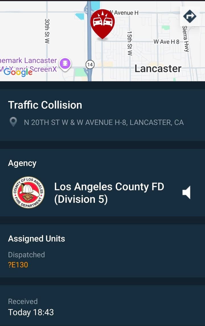 902T/902R....20th Street West and Avenue H-8....two vehicle collsion....sheriff and FD enroute code...