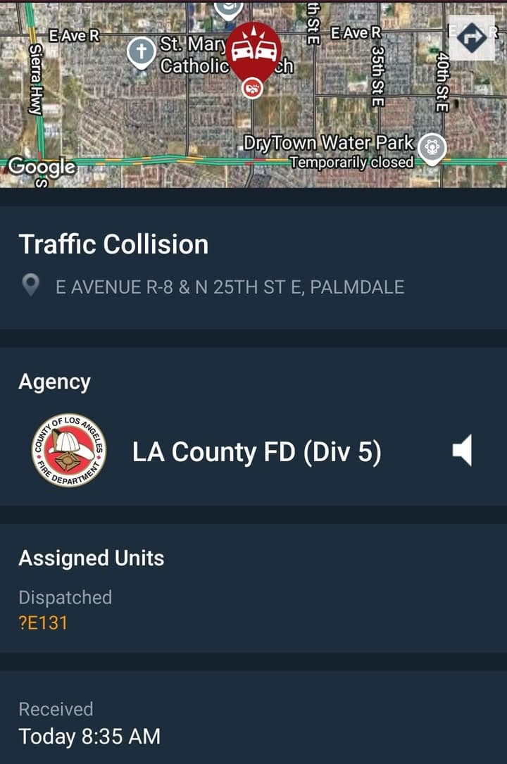 902T/902R....25th Street East and Avenue R-8....two vehicle collision.....sheriff and FD enroute code...