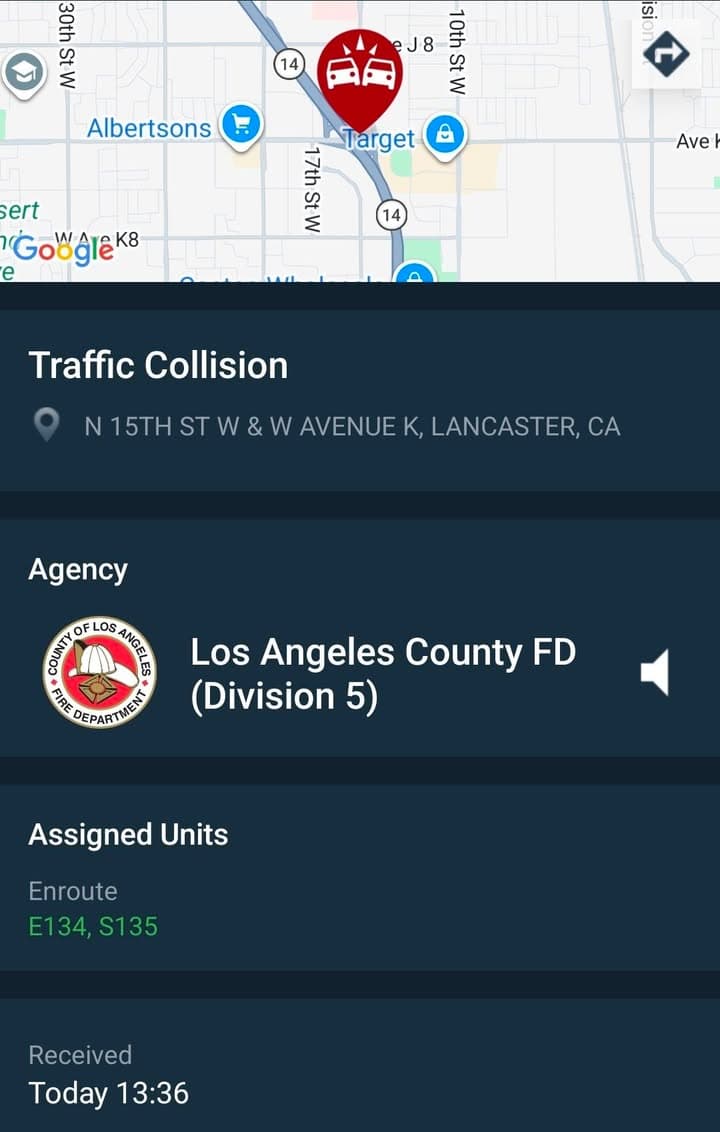 902T/902R....15th Street West and Avenue K....two vehicle collsion at Arco....sheriff and FD...