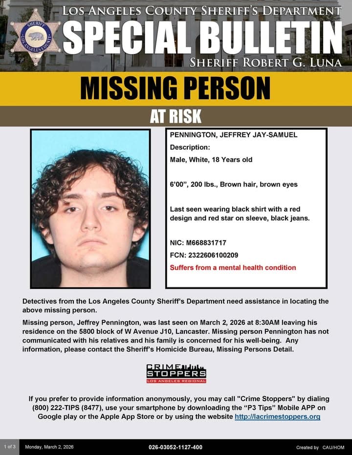 #LASD is Asking for the Public's Help Locating At-Risk Missing Person, Jeffrey...