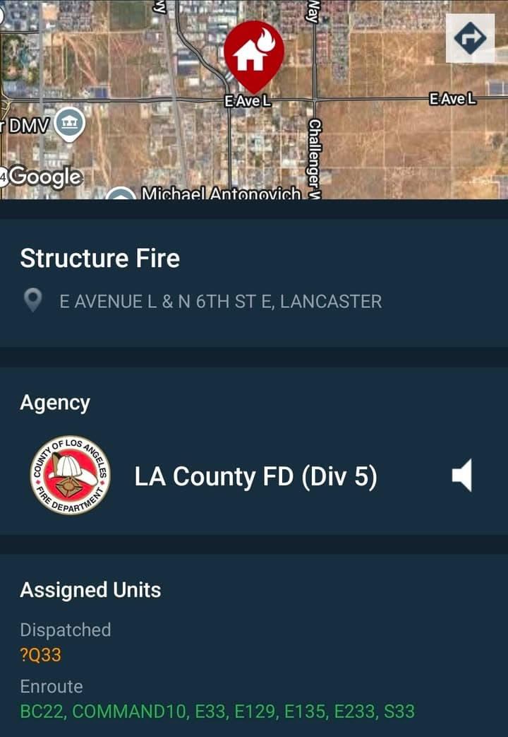 904S....Avenue L and 6th Street East....house on fire....sheriff and FD enroute code...