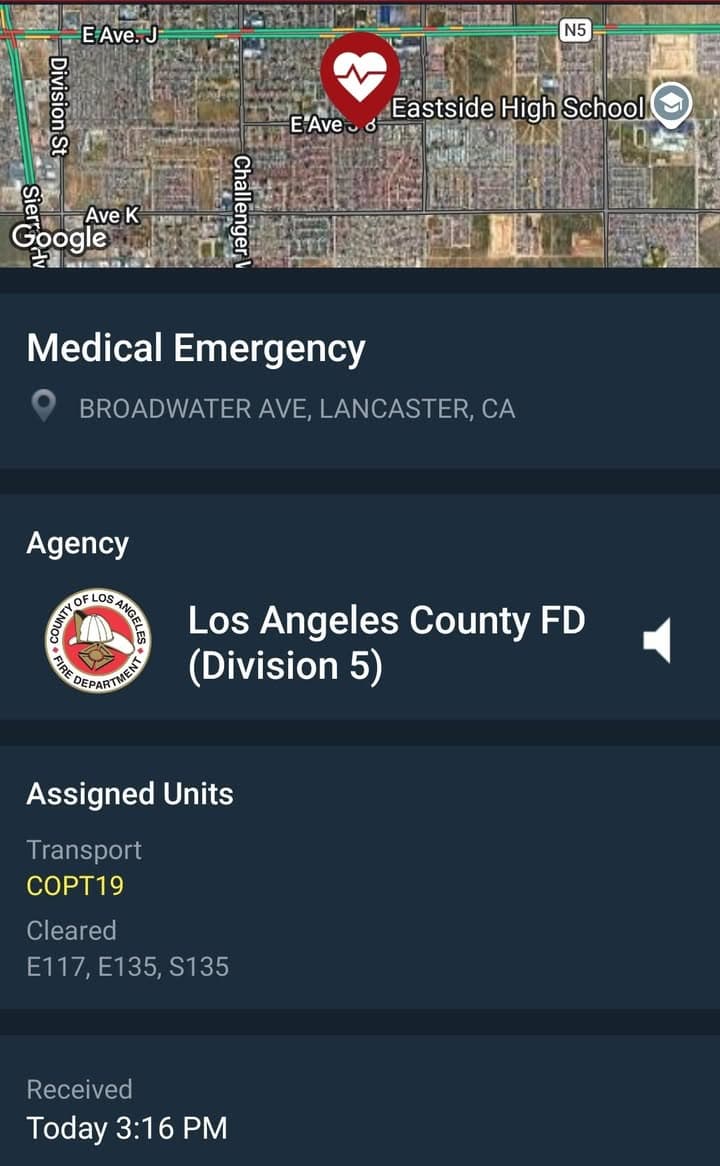 Deputies setting up to do a pediatric critical transport from 17th Street...